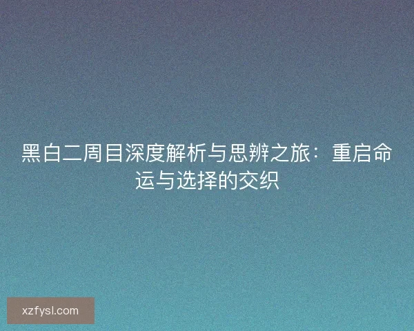 黑白二周目深度解析与思辨之旅：重启命运与选择的交织